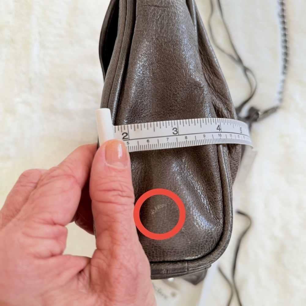 REBECCA MINKOFF Mac Daddy Crossbody Bag Grey Taupe Leather Chain Strap - Picture 9 of 14